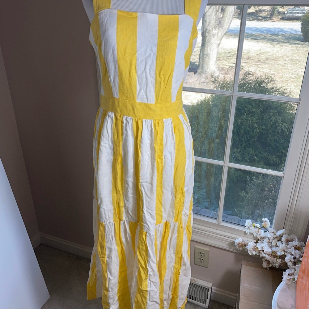 NWT Anne Taylor Yellow and White Striped Women's Dress